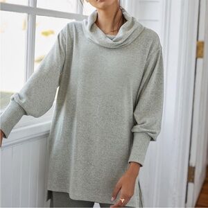 Maeve Anthropologie Oversized Cowl Neck Tunic Top Sweater Moss Green Size M